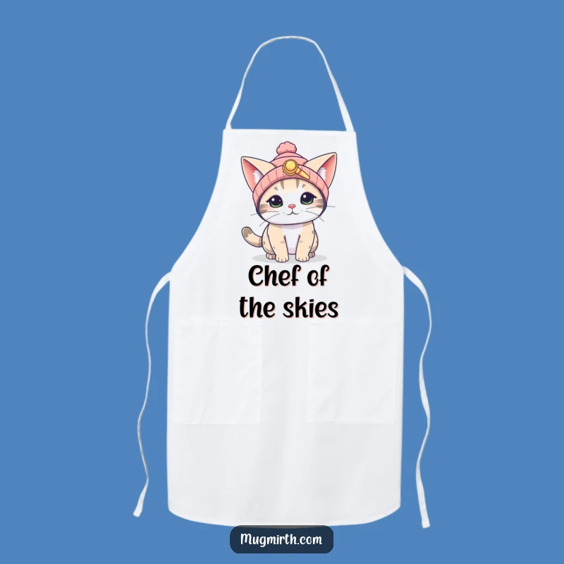 Funny Flying Cat Apron: Propeller Beanie chef wear, a hilarious gift for kitchen adventurers.