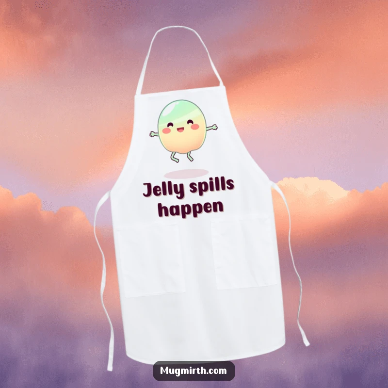 Funny Jelly Apron: A blob of jelly wears an apron and hilariously attempts to jump rope, possibly making a mess.