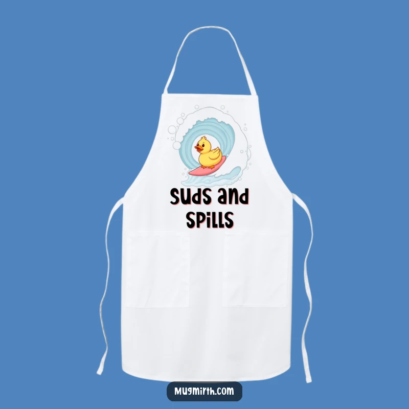 Funny Surfing Duck Apron: Cook with Bubbly Fun and Protection!