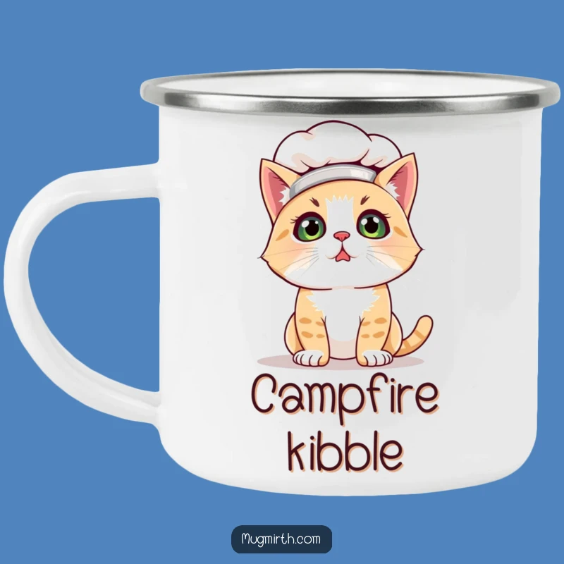 Funny Bewildered Cat Chef Camping Mug: Adventure with Hilarious Feline Vibes!