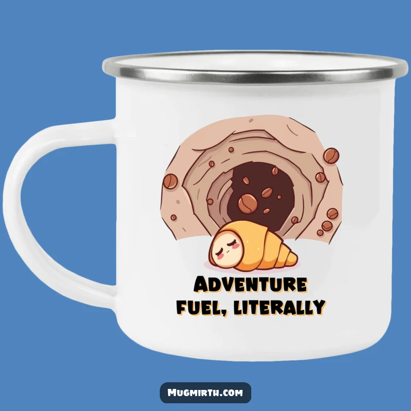Funny Croissant Wormhole Camping Mug - Cosmic Outdoor Humor