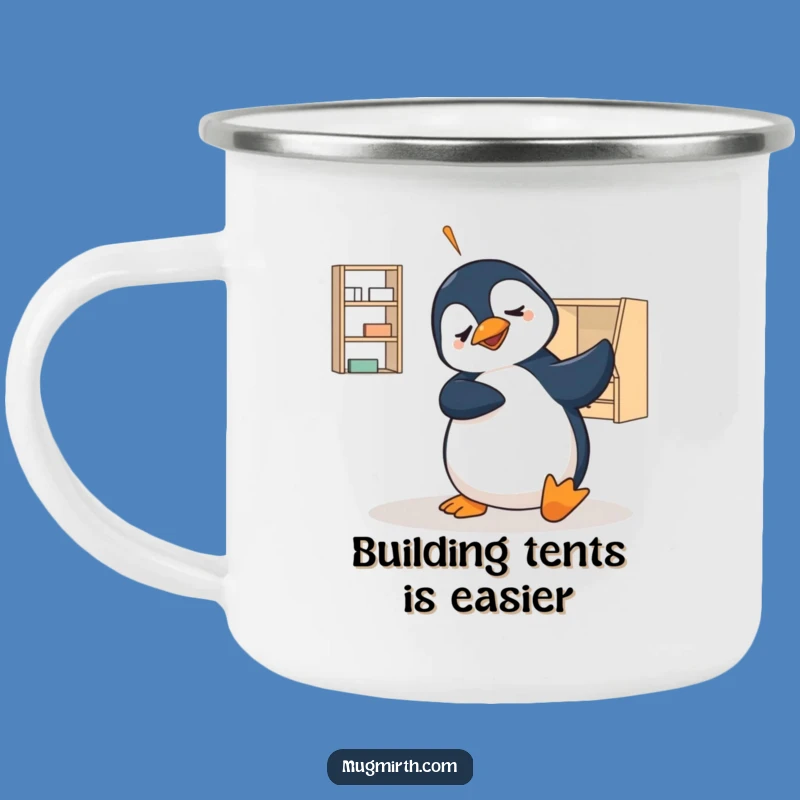 Funny Penguin Flat-Pack Campfire Mug - Hilarious Outdoor Gift