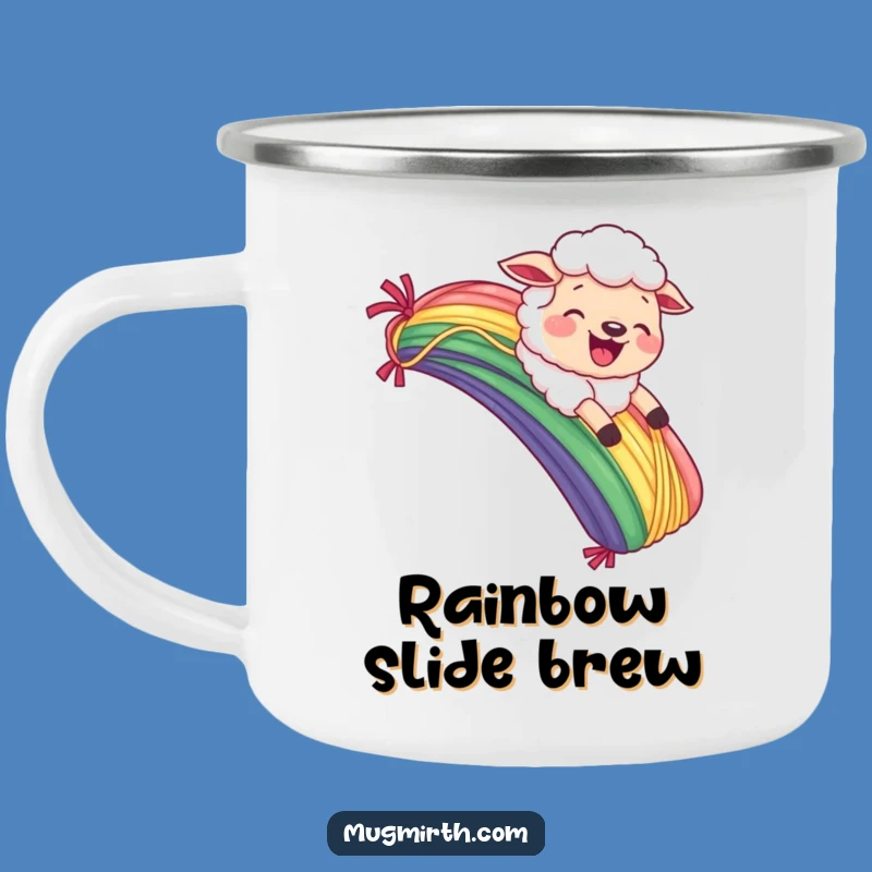 Funny Sheep Yarn Rainbow Camping Mug: Adventure Fuel!