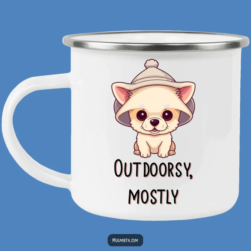 Funny Tiny Dog Giant Hat Camping Mug: Hilarious Companion for Dog Lovers Outdoors
