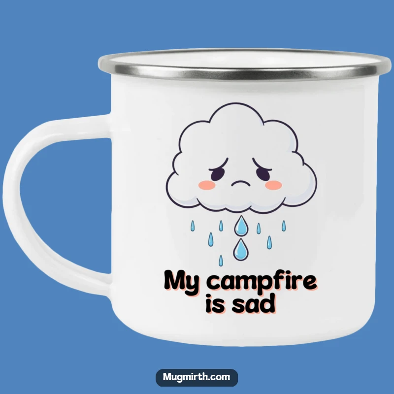 Funny Grumpy Cloud Sad Raindrop Camping Mug - Moody Outdoor Companion
