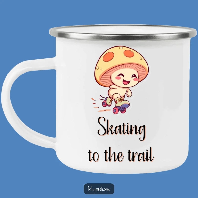Funny Mushroom Skater Camping Mug: Speed & Smiles for Adventures