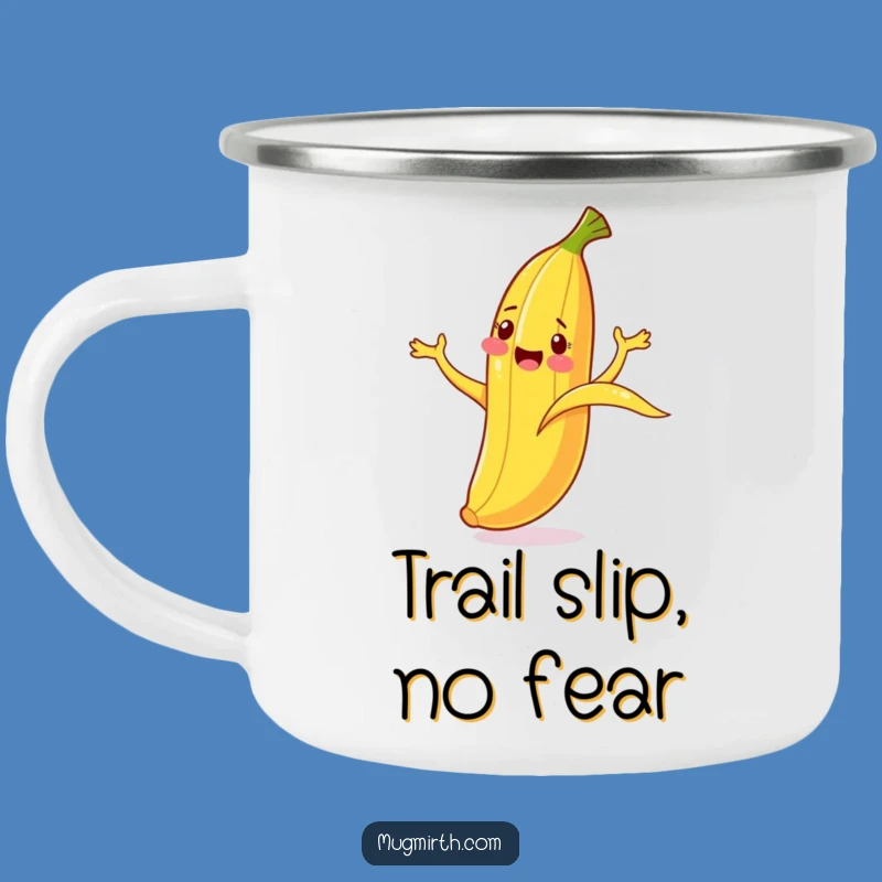 Funny Banana Slip Camping Mug: Enjoy brews with fruity fun, a durable funny gift!