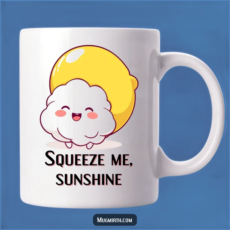 Funny Cloud & Lemon Hug Mug: Joyful Citrus Squeeze Gift for Sunshine Lovers