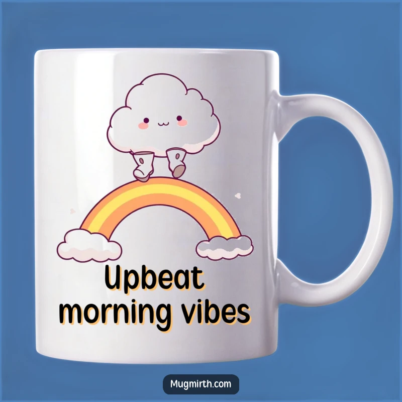 Funny Fluffy Cloud Boots Mug, Rainbow Leaping Blissful Gift