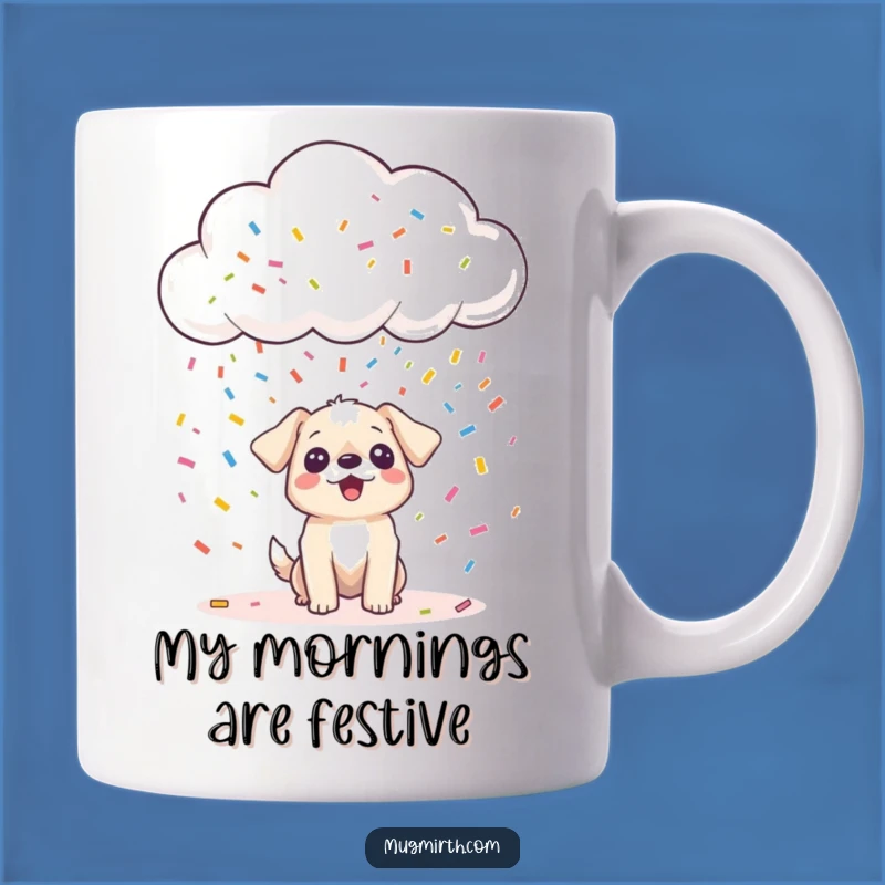 Funny Happy Cloud Confetti Dog Mug - Joyful Surprise Gift