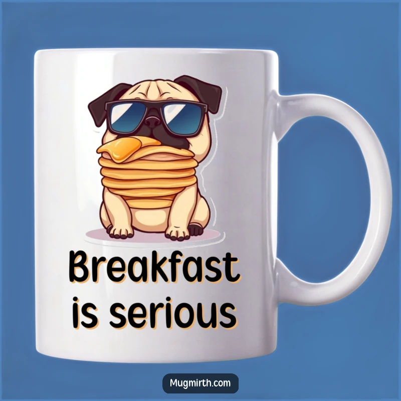 Funny Pug Pancake Mug - Oversized Sunglasses Hilarious Gift for Dog Lovers