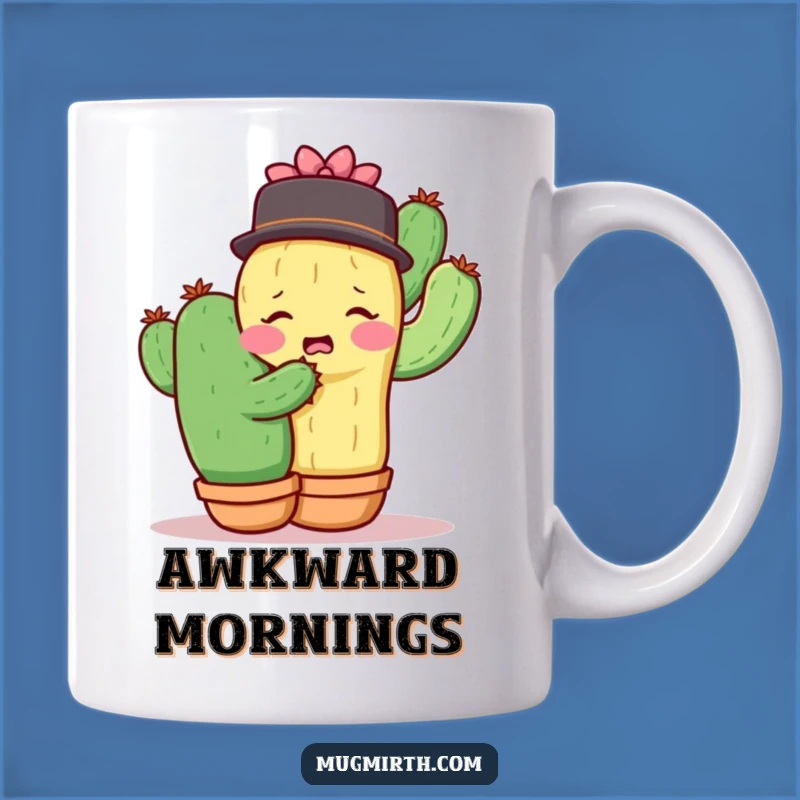 Funny Shy Cactus Hug Mug - Awkward Prickly Humor Gift