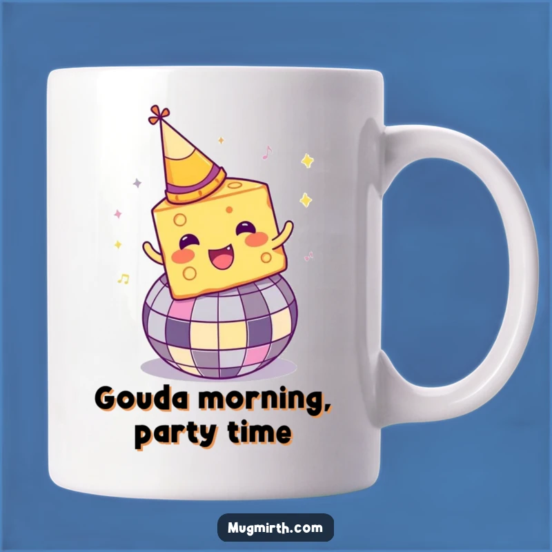 Funny Disco Cheese Mug: A cheesy party on a disco ball, the ultimate funny gift!