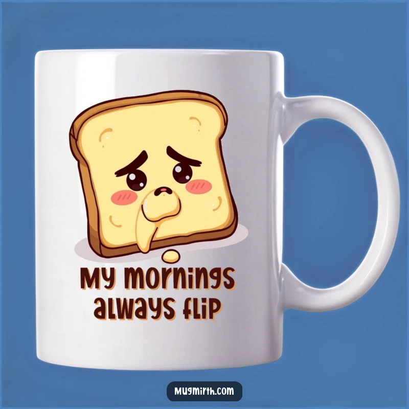 Funny Breakfast Disaster Mug: Concerned Toast Falling Butter-Side Down Gift