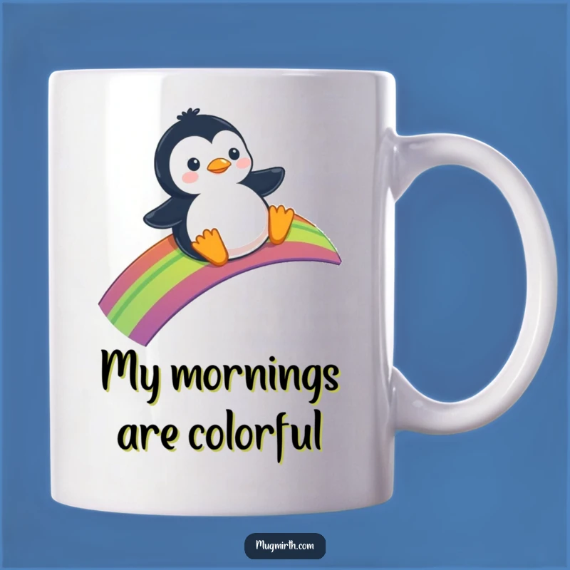 Funny Penguin Rainbow Mug - Happy Slider Gift for Animal Lovers