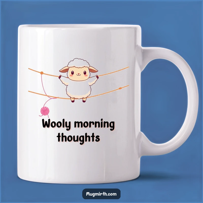 Funny Sheep Tightrope Walker Mug: Woolly Acrobatics & Yarn Gift