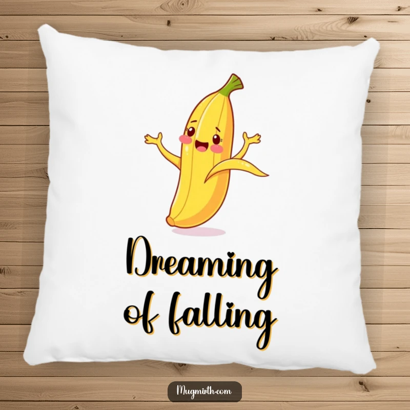 Funny Banana Slip Pillow: A cheerful banana cartoonishly flails while slipping on its own peel, perfect for naps.