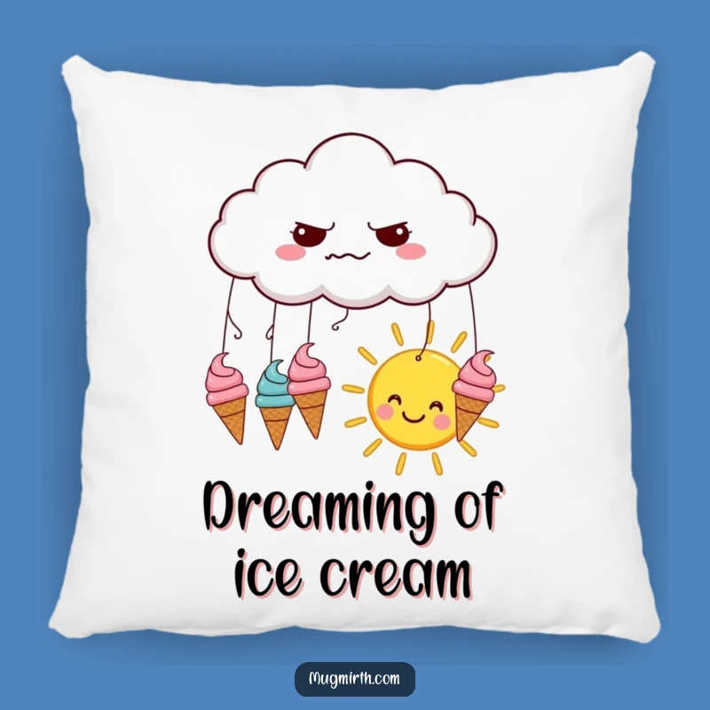 Funny Ice Cream Rain Cloud Pillow - Comfy & Hilarious Home Decor