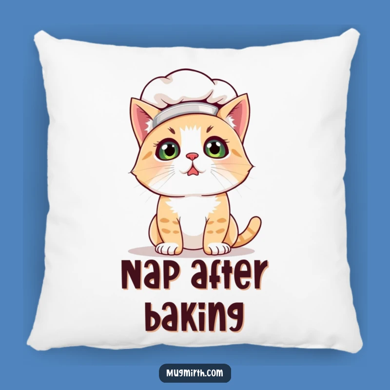 Funny Bewildered Cat Chef Pillow: Comical Comfort for Cat Lovers!
