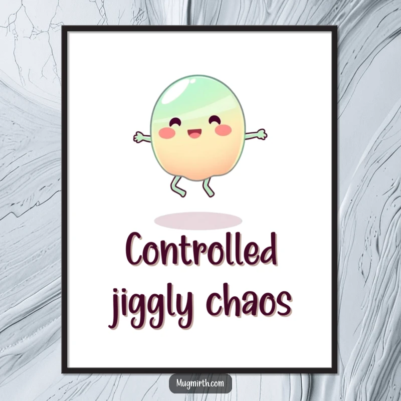 Funny Jelly Digital Art Print: A high-resolution image of a blob of jelly hilariously attempting to jump rope.