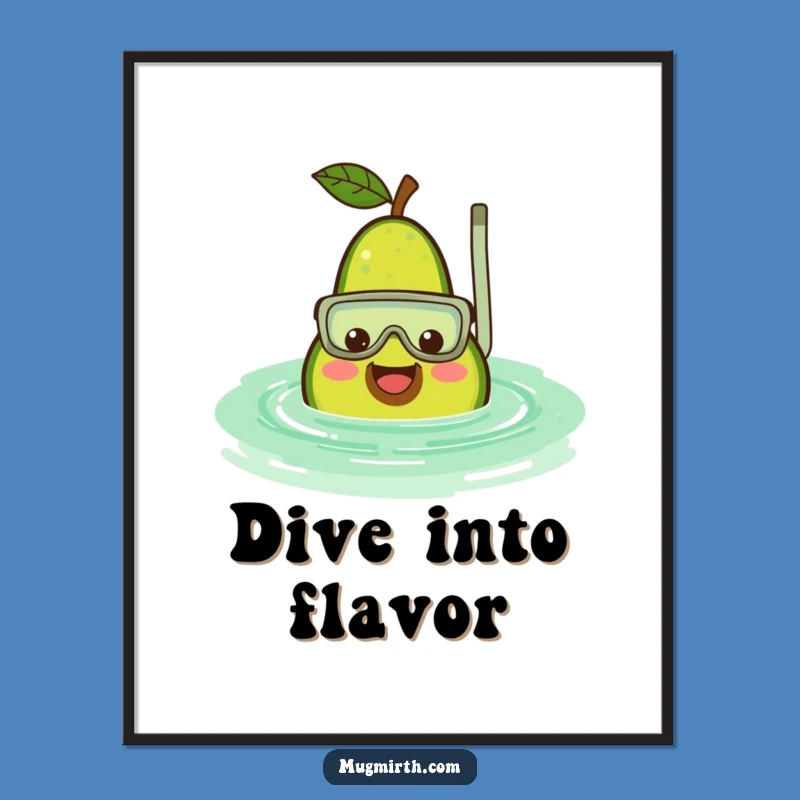 Funny Avocado Snorkel Digital Art: Instant Poolside Fun Decor