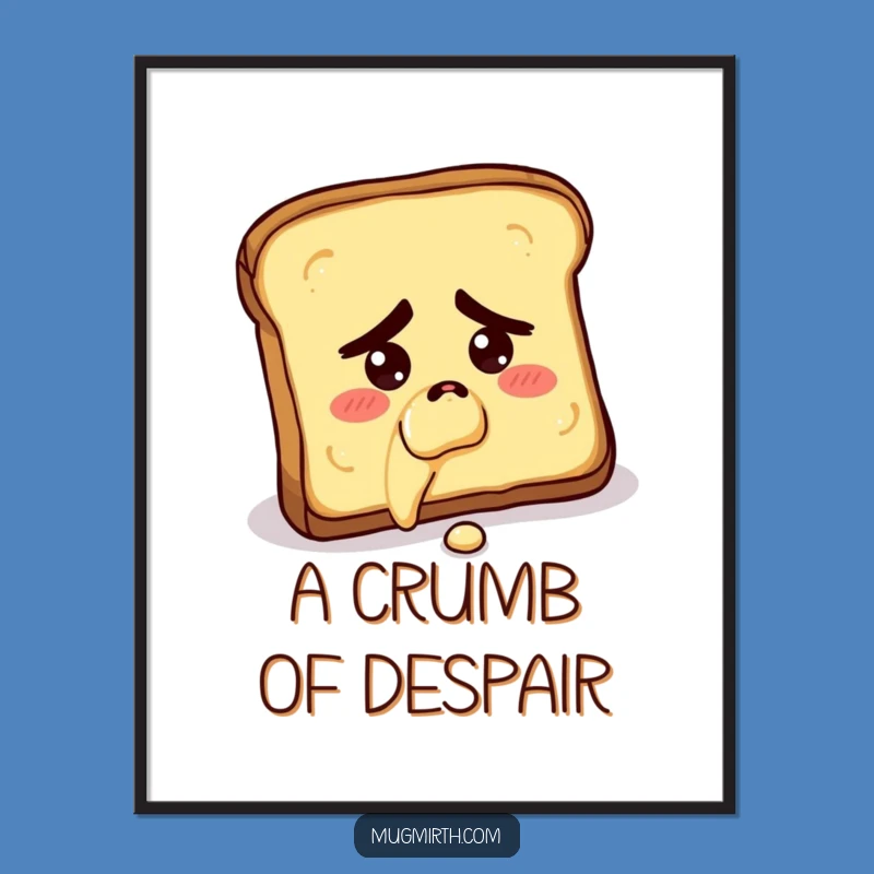 Funny Digital Art Print: Concerned Toast Falling Butter-Side Down Decor Gift