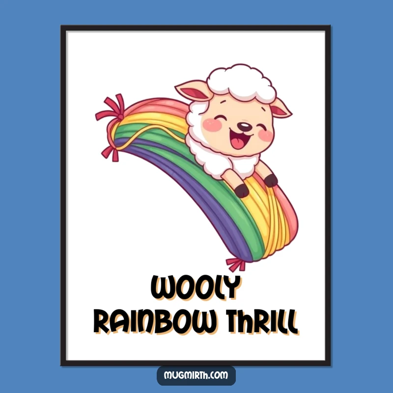 Funny Sheep Yarn Rainbow Digital Art: Instant Whimsy & Color!