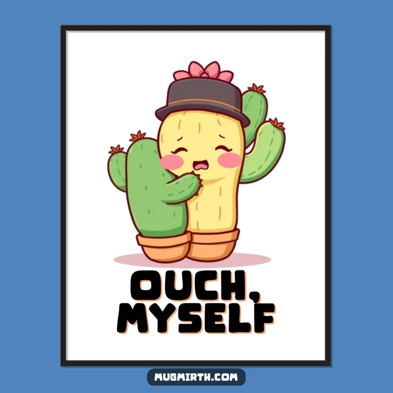 Funny Shy Cactus Hug Digital Art - Awkward Instant Decor