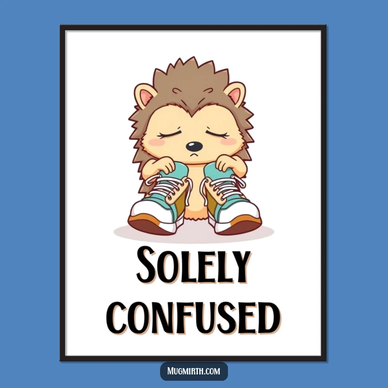 Funny Sleepy Hedgehog Digital Print: Adorable confused hedgehog art, a charming funny gift!