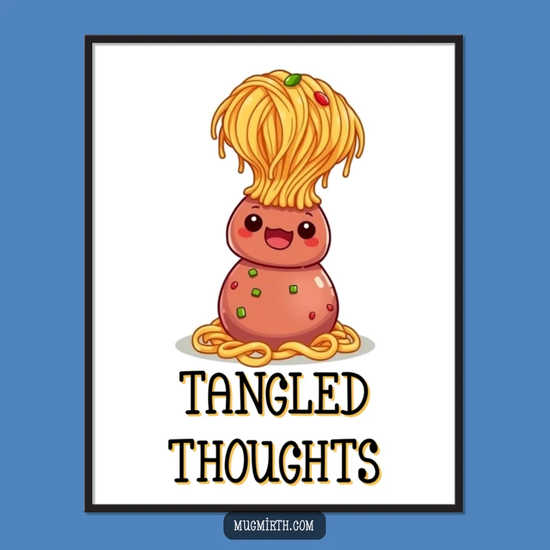 Funny Spaghetti Headstand Digital Art: Hilarious Pasta Print for Instant Decor