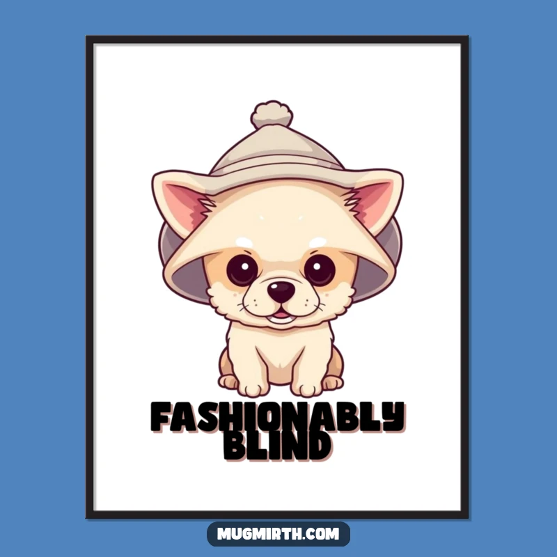 Funny Tiny Dog Giant Hat Digital Art Print: Hilarious Decor for Instant Cuteness