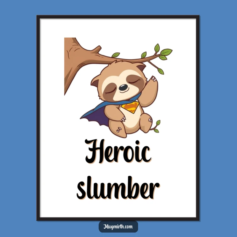 Funny Sloth Digital Art: Hilarious Superhero Sloth Print for Instant Wall Art Decor