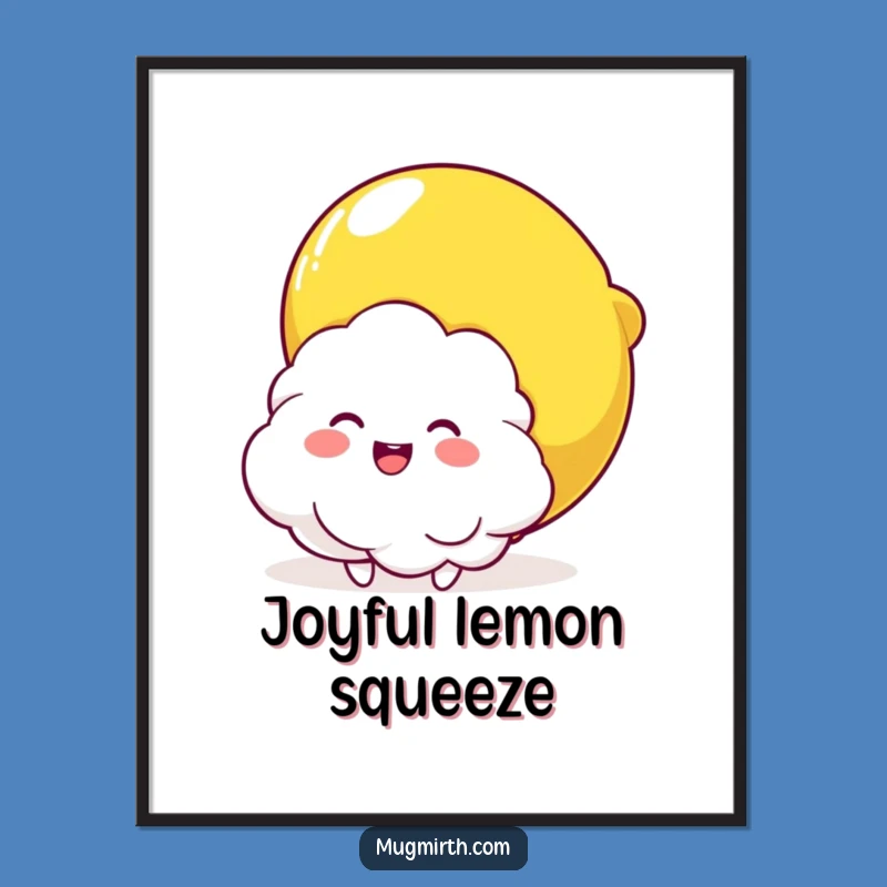 Funny Cloud & Lemon Squeeze Digital Art: Joyful Printable Wall Decor