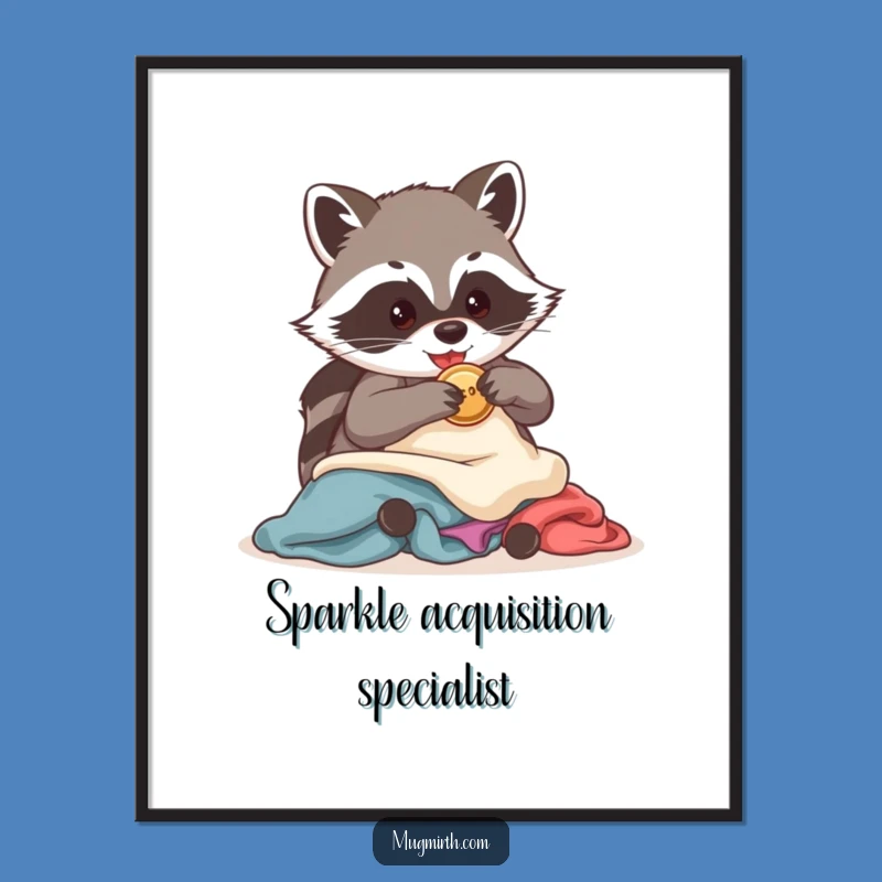 Funny Raccoon Button Bandit Digital Print - Instant Hilarious Wall Art, Perfect Printable Funny Gift