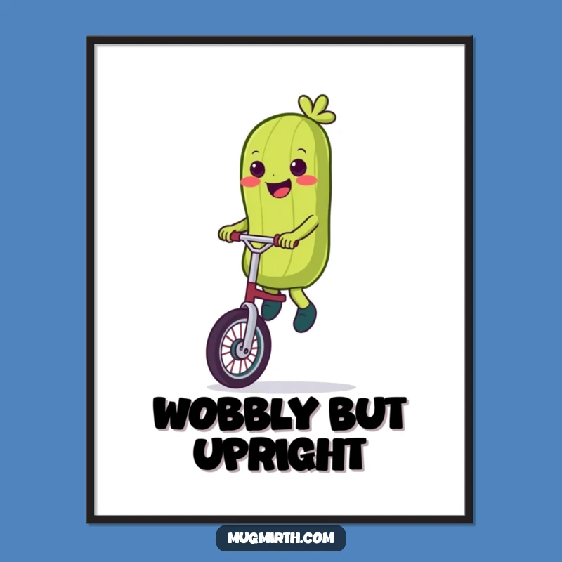 Funny Pickle Unicycle Digital Art - Wobbly Printable, Instant Gift