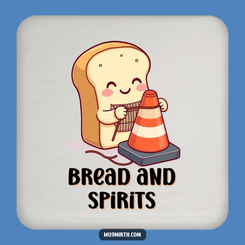 Funny Bread Traffic Cone Coaster - Whimsical Knitting Protection, Cute Humorous Gift