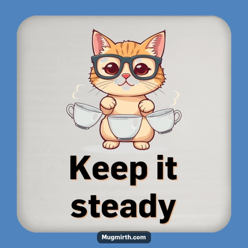 Funny Cat Juggling Coaster: Hilarious Feline Teacup Protection
