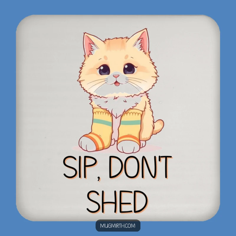 Funny Cat Sock Coaster: Protect Your Table Funny Gift