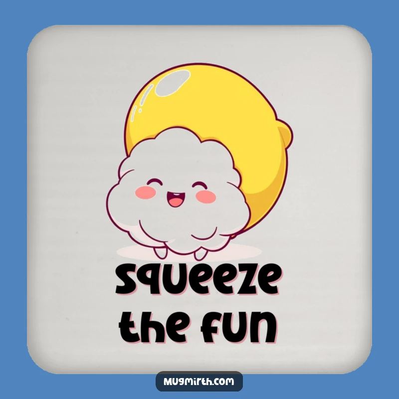 Funny Cloud & Lemon Squeeze Drink Coaster: Protect Surfaces with Joyful Citrus Art