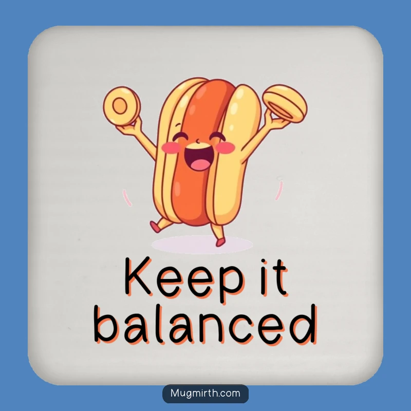 Funny Happy Hot Dog Coaster: Juggling Bun Joy protector, a hilarious gift for tables.