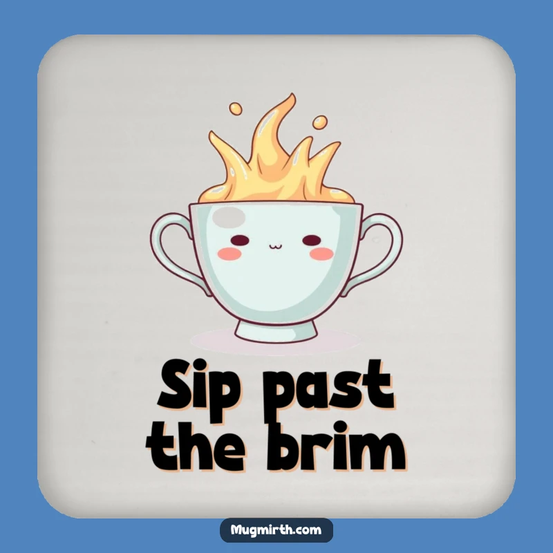 Funny Overflowing Teacup Coaster - Smug Grin Drink Protector, Housewarming Gift