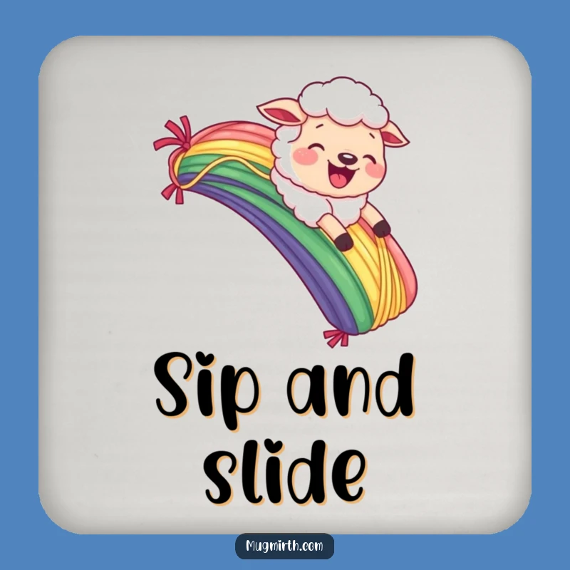 Funny Sheep Yarn Rainbow Coaster: Protect Surfaces with Fun!