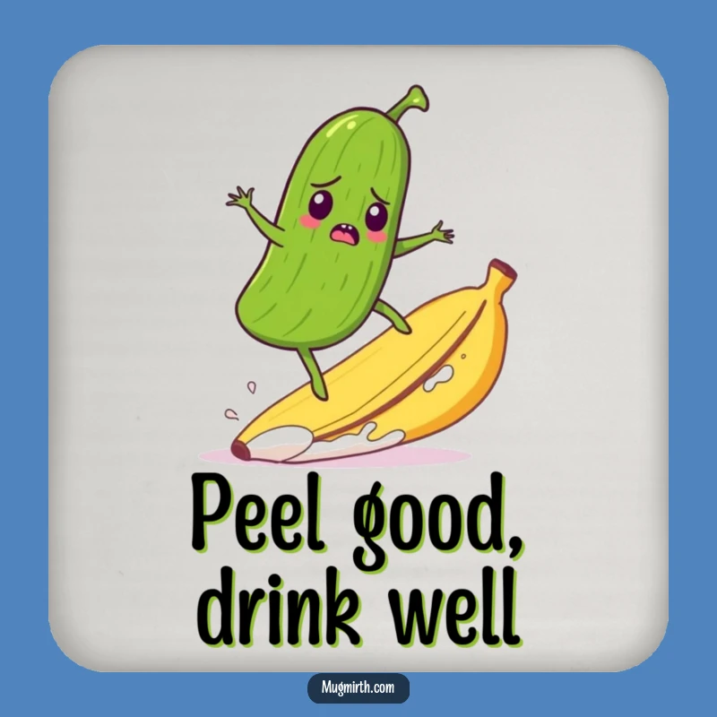 Funny Pickle Banana Peel Coaster - Quirky Bar Decor Gift