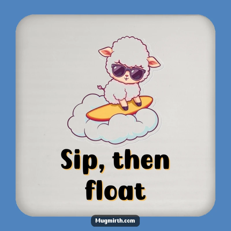 Funny Surfing Sheep Coaster - Protect Surfaces with Coolness!