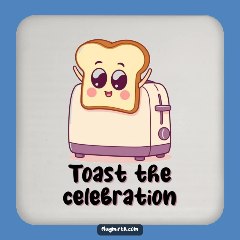 Funny Toast Jumps into Toaster Drink Coaster: Protect Surfaces with Hilarious Breakfast Art