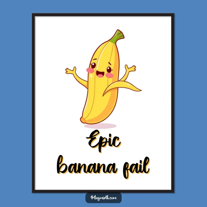Funny Banana Slip Poster: Brighten your walls with cartoon chaos, a vibrant funny gift!