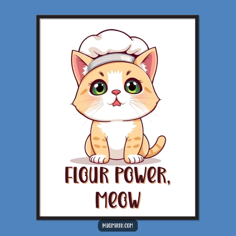 Funny Bewildered Cat Chef Poster: Hilarious Kitchen Art for Cat Lovers!