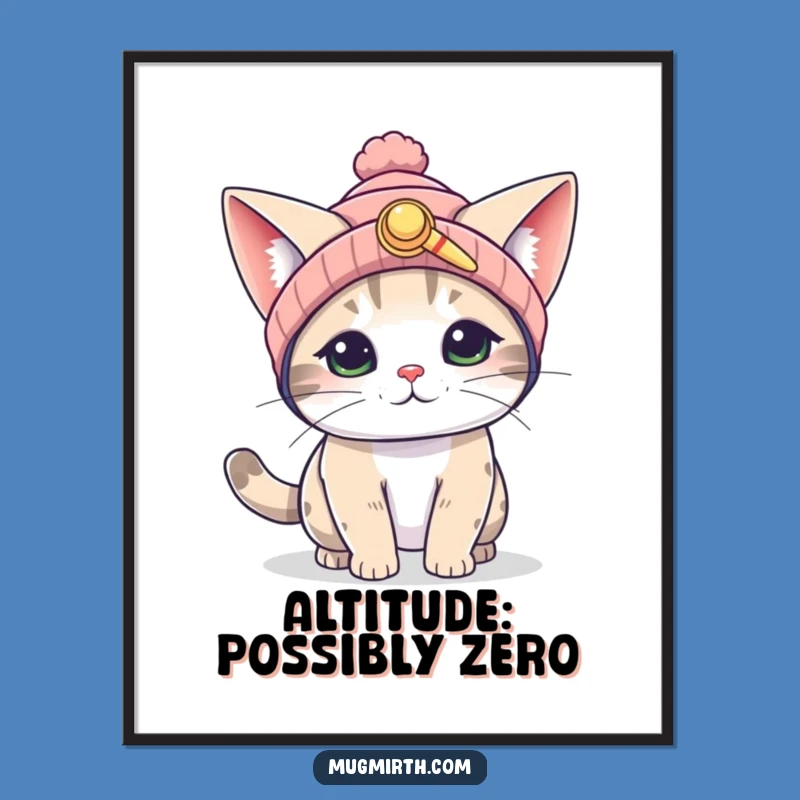 Funny Flying Cat Poster: Propeller Beanie Art, a hilarious wall decor gift for cat fans.