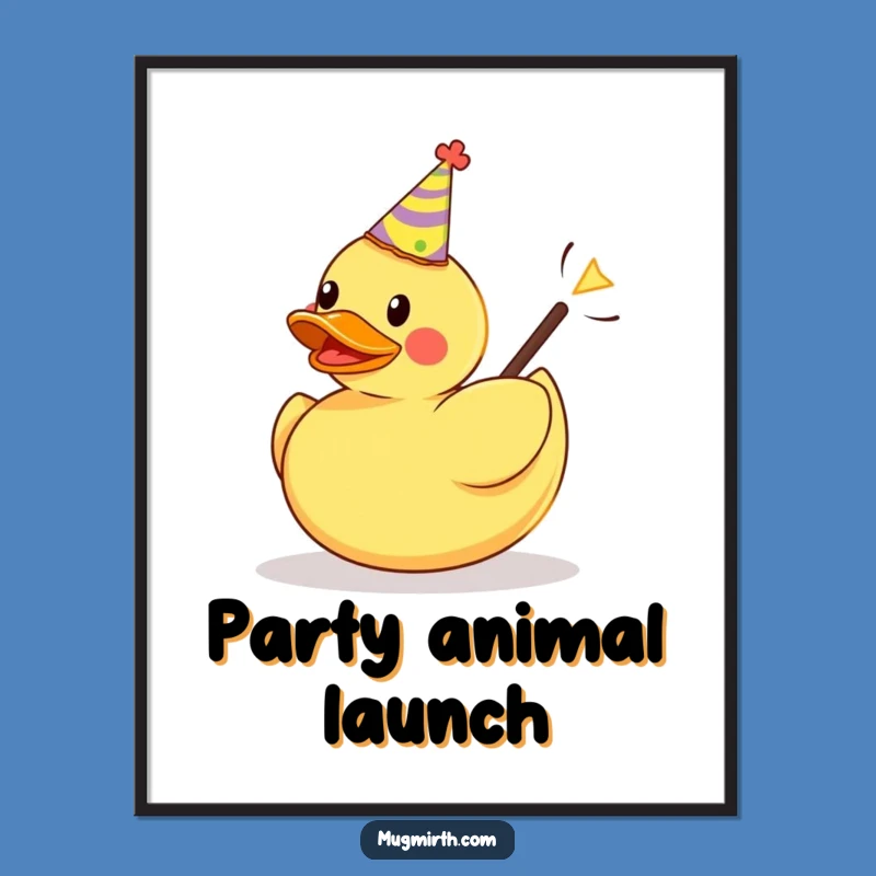 Funny Rubber Duck Party Slingshot Poster - Hilarious Wall Art for Playfulness
