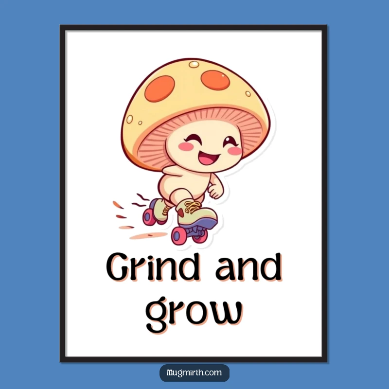 Funny Mushroom Skater Poster: Whimsical Wall Art for Thrill Seekers